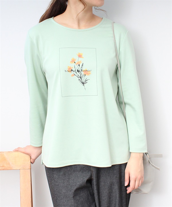 【L～５L】フラワー プリント Tシャツ