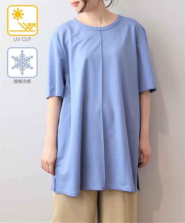 【ＬL～６L】【WEB&一部店舗】【UVカット・接触冷感】 モクロディビンテージ 切替え チュニック