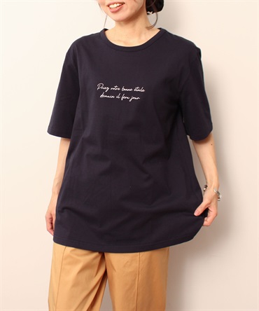 【L～5L】コットン ロゴ プリント Tシャツ(70コン-３Ｌ-0343520-70-035)