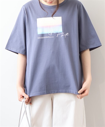 【L～5L】コットン天竺 グラフィック Tシャツ(11グレー-３Ｌ-0343529-11-035)