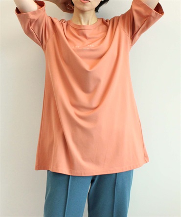 【M～５L大きいサイズ】プリントロゴ チュニック Tシャツ(41オレンジ-３Ｌ-0347501-41-035)