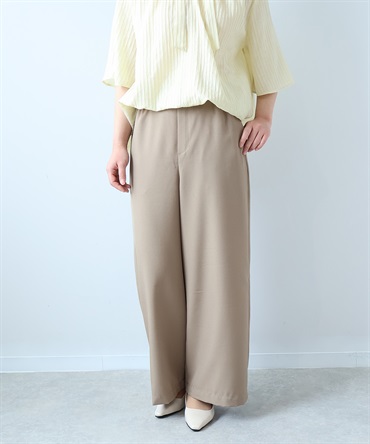 【L～５L】【イージーケア・速乾・接触冷感】 ドライポプリン ワイドパンツ(63カーキ-Ｌ-0363838-63-032)