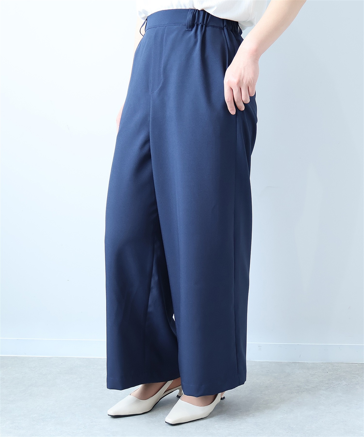 【L～５L】【イージーケア・速乾・接触冷感】 ドライポプリン ワイドパンツ(70コン-Ｌ-0363838-70-032)