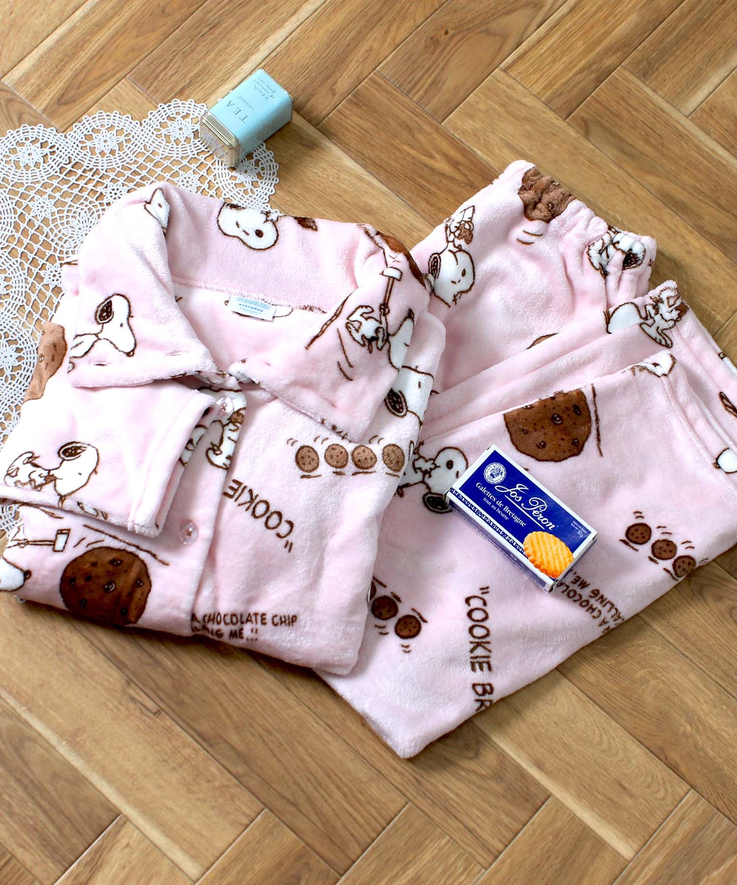 ふわもこプレミアム　SNOOPYとクッキー　タートルネックシャツパジャマ(ピンク-Ｍ-0580046-90-031)