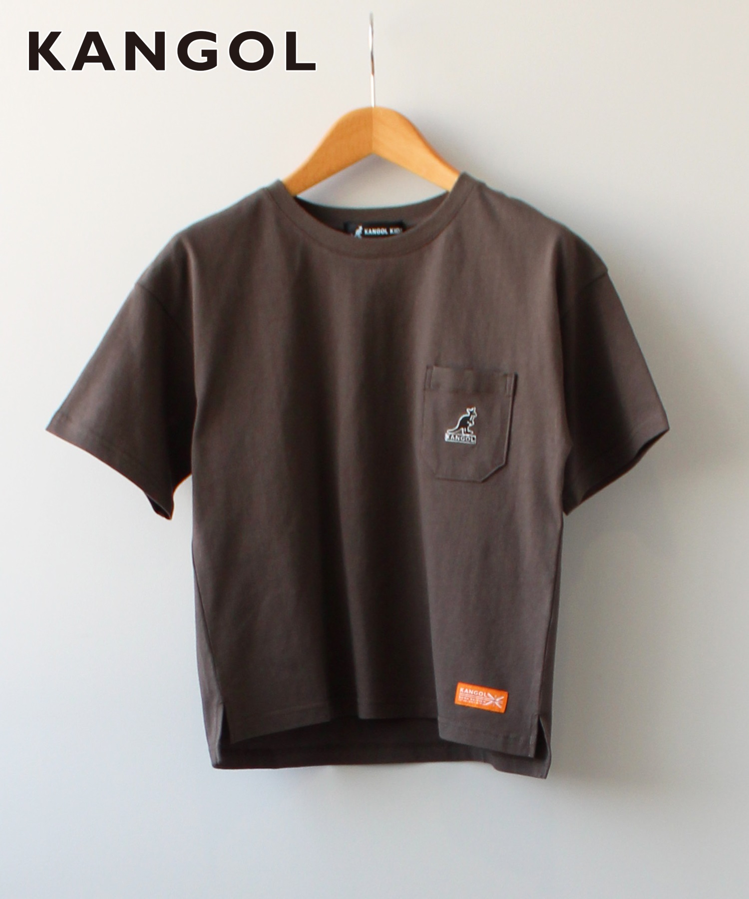 KANGOLKIDS　天竺　胸ポケット　Tシャツ(81ブラウン-１２０ｃｍ-0582009-81-120)