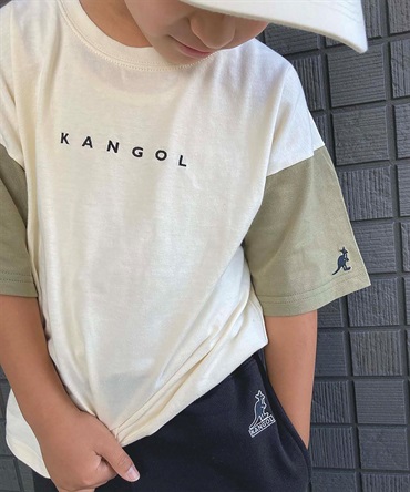【KANGOL KIDS】バイカラー切替半袖Tシャツ【綿100％】