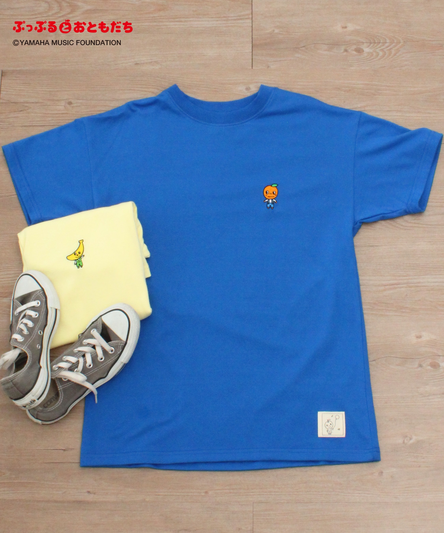 【ぷっぷる】ぷっぷるとおともだち　ワンポイント刺繍Tシャツ(97ブルー-Ｍ-0582109-97-031)