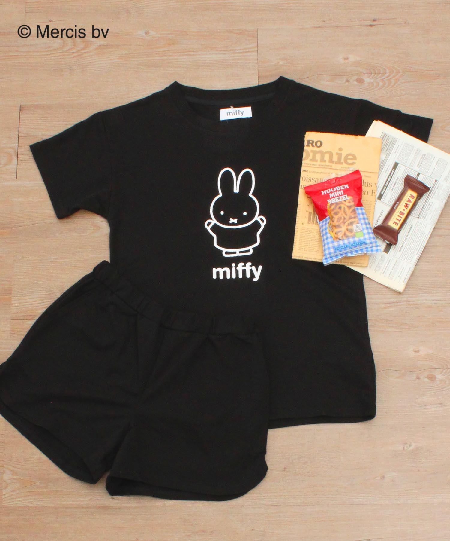 【Miffy】ミッフィープリント 裏毛ルームウェアセット(00ブラック-Ｍ-0582111-00-031)