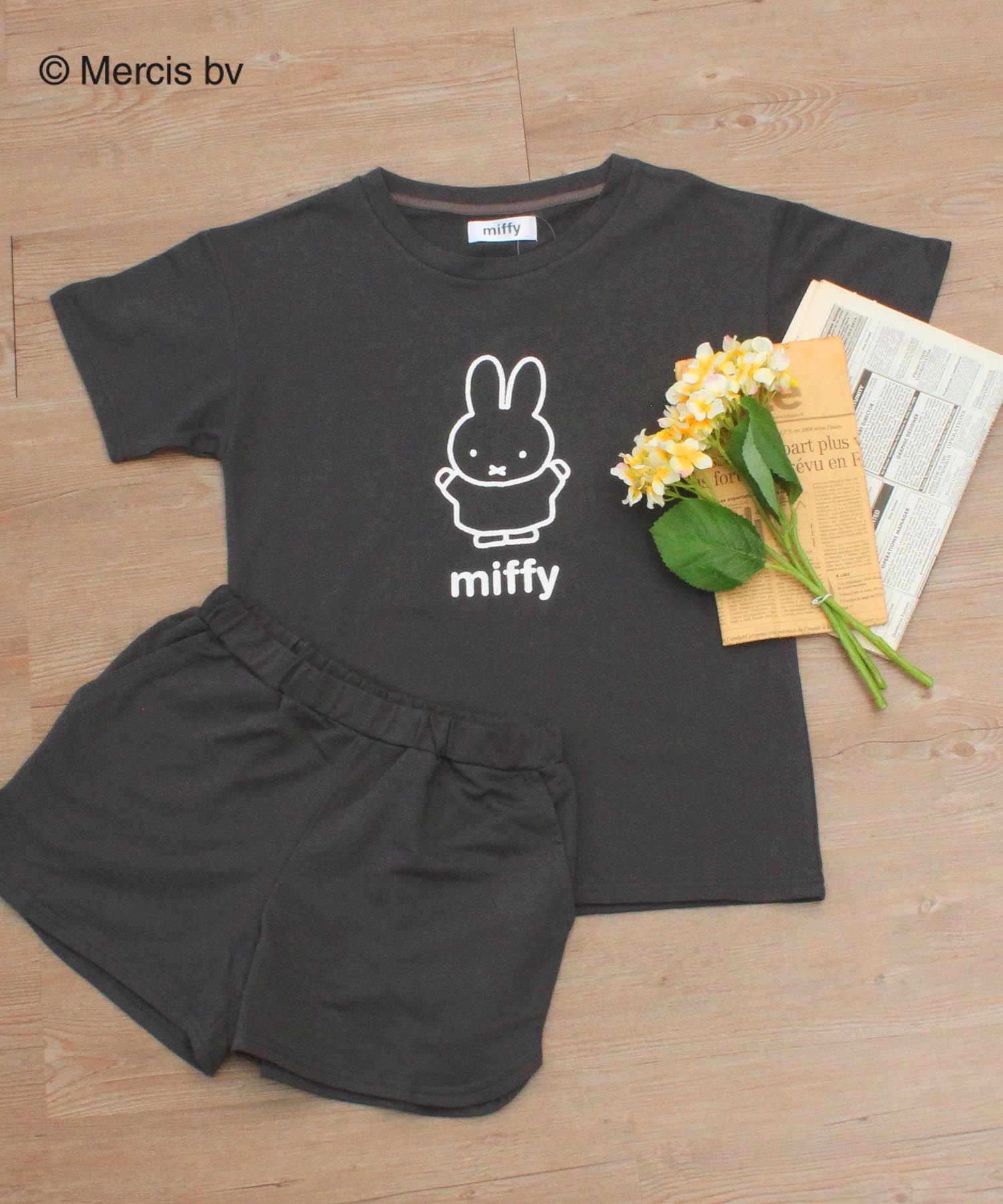 【Miffy】ミッフィープリント 裏毛ルームウェアセット(10チャコールグレー-Ｍ-0582111-10-031)