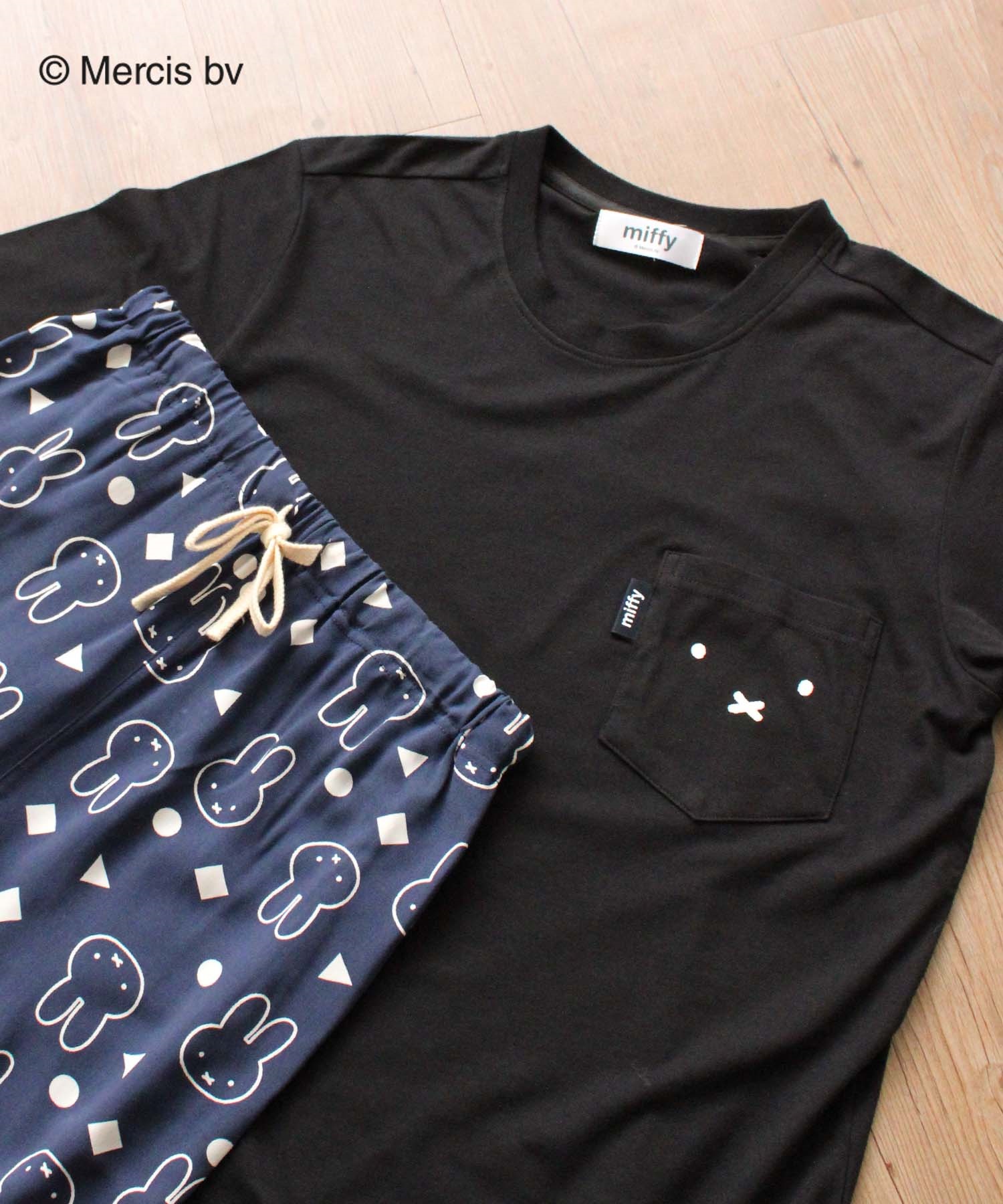 【Miffy】ミッフィーTシャツ＆ハーフパンツ　セットアップ(00ブラック-Ｓ-0582115-00-030)