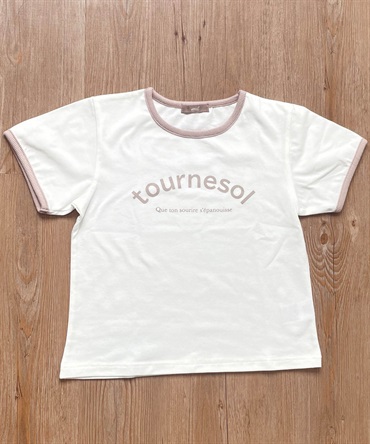【キッズサイズ】ロゴリンガーTシャツ(01オフホワイト×ピンクグレージュ-９０ｃｍ-0587079-01-090)