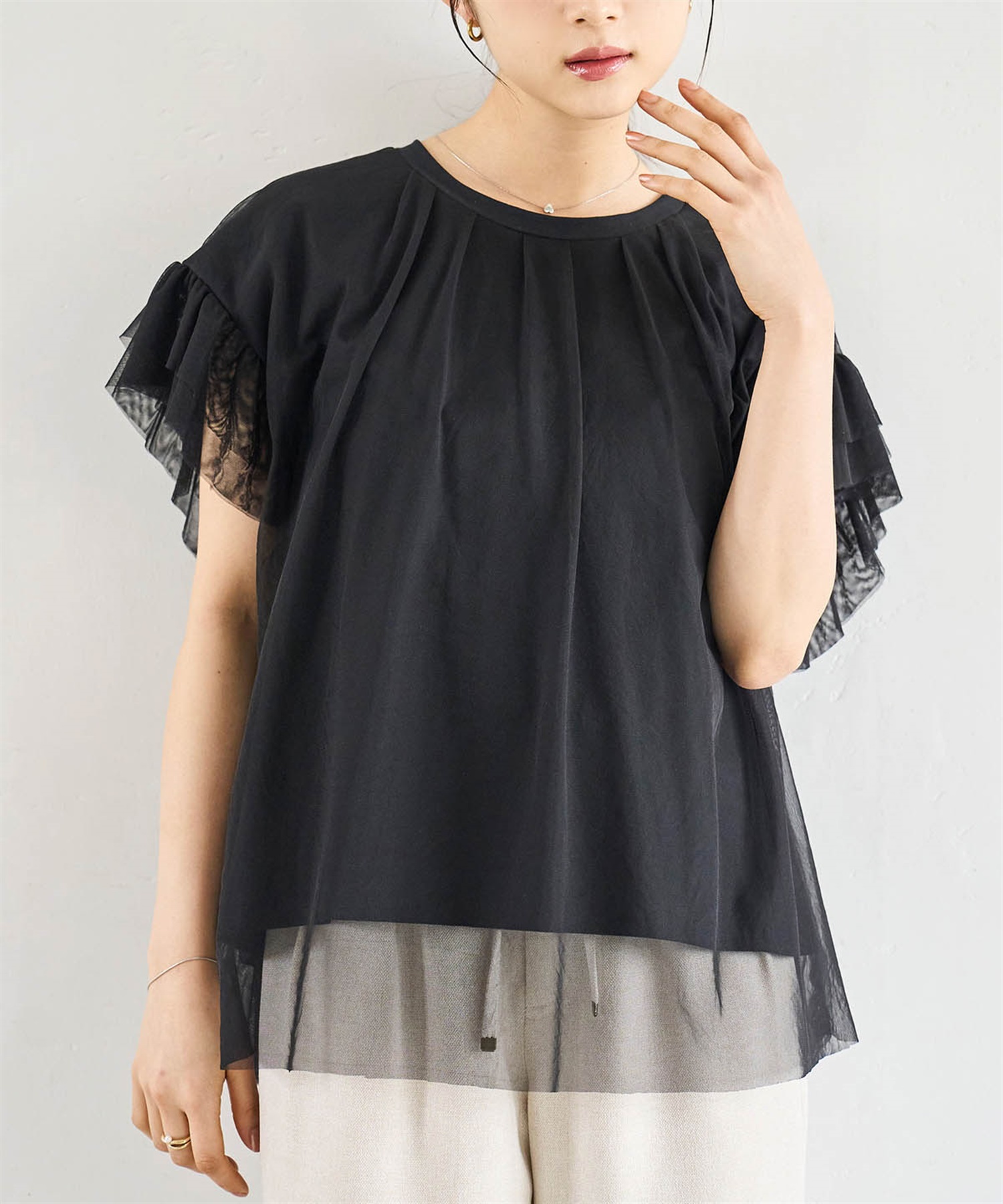 チュールドッキングトップス(00ブラック-ＯＮＥ　ＳＩＺＥ-0587109-00-498)