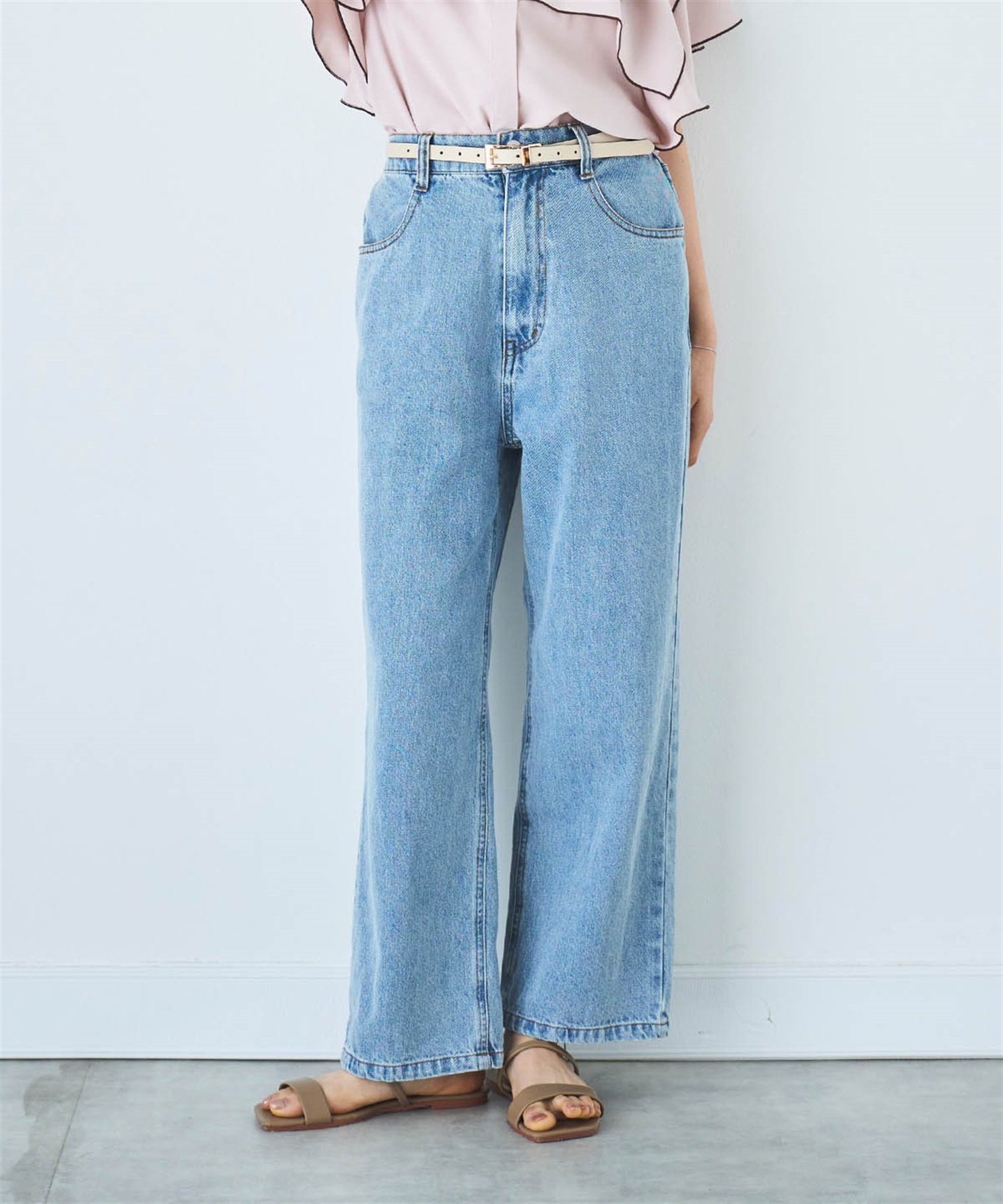 【予約】デニム ストレートパンツ(72サックス-Ｓ－Ｓｈｏｒｔ-0587121-72-491)