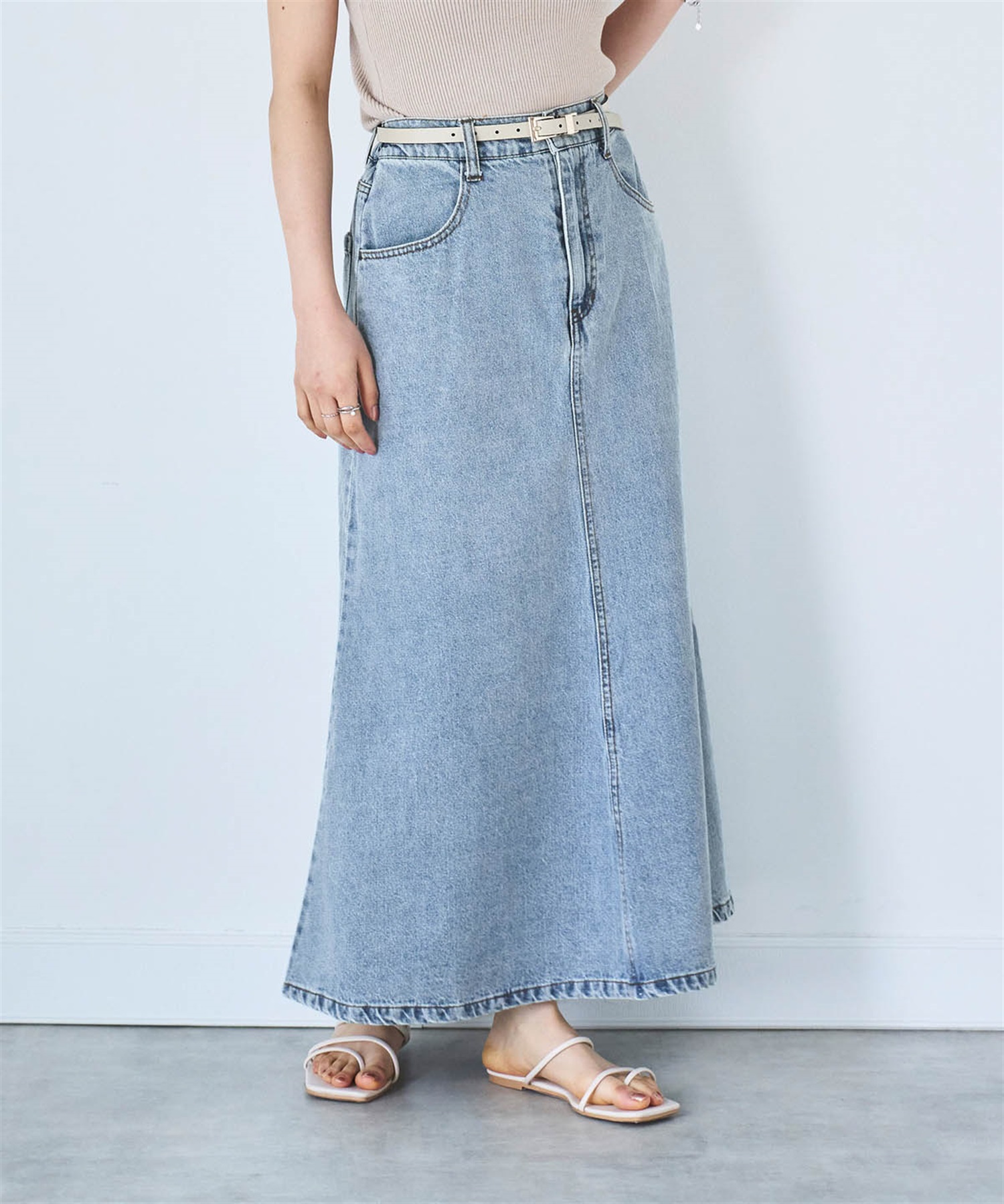 デニム マーメイドスカート 【無地/フラワープリント】(72サックス-ＸＳ-0587133-72-028)