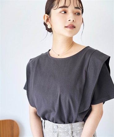 ラッフルショルダーTシャツ 【コットン100%】 【587138】