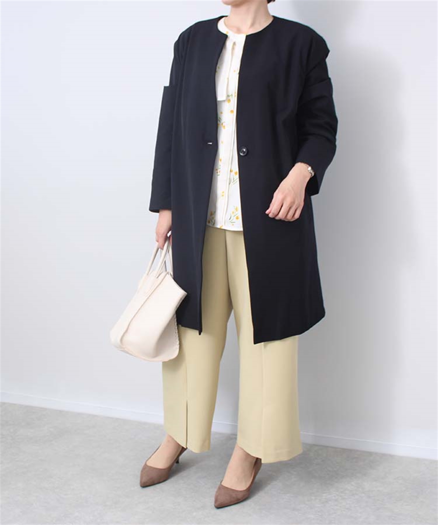 こたくセール20240120【入手困難デザイン☆タグ付き☆ZARA WOMAN】ノーカラーコート　サイズL