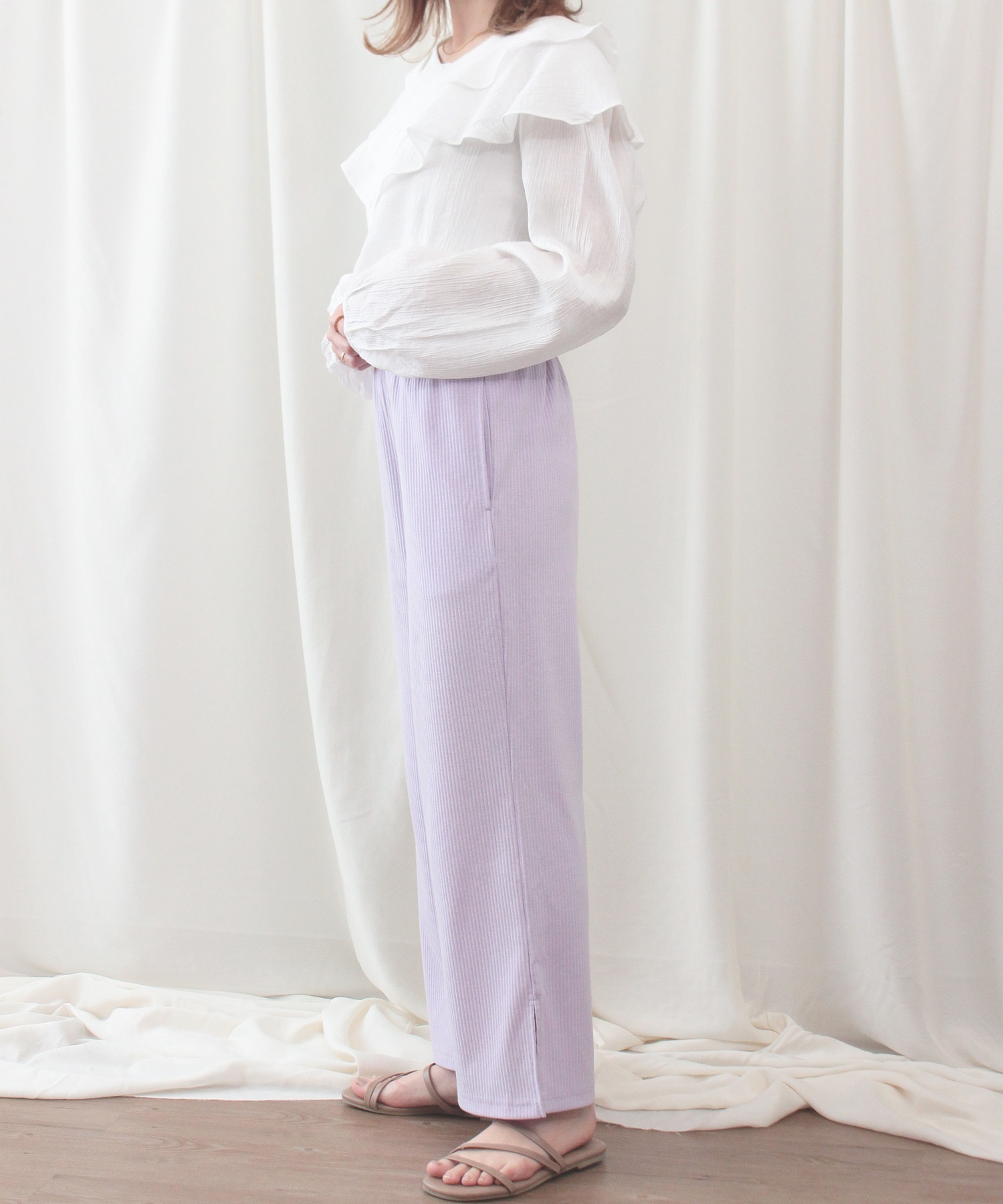 サイドスリットリブパンツ | パンツ | Hi! ONLINE STORE